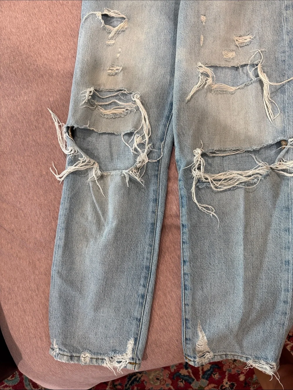 Frame Denim Light Blue Distressed Ankle Crop Jeans - Picture 2 of 5